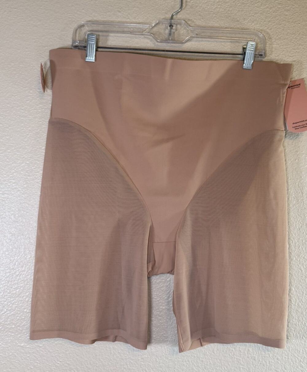 NWT Shapermint Size 2XL Empower High-Waisted Mesh Shaper Shorts Nude